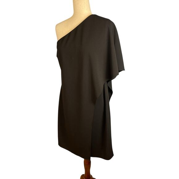 Lauren Ralph Lauren Women's One-Shoulder Jersey Crepe Shift Dress Black Size 12 - Picture 4 of 7